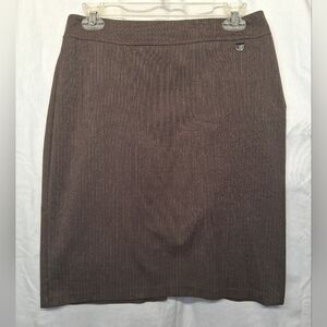 New York & Company Brown Pinstripe Pencil Skirt